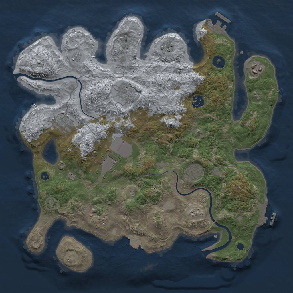 Rust Map: Procedural Map, Size: 3500, Seed: 79533, 14 Monuments