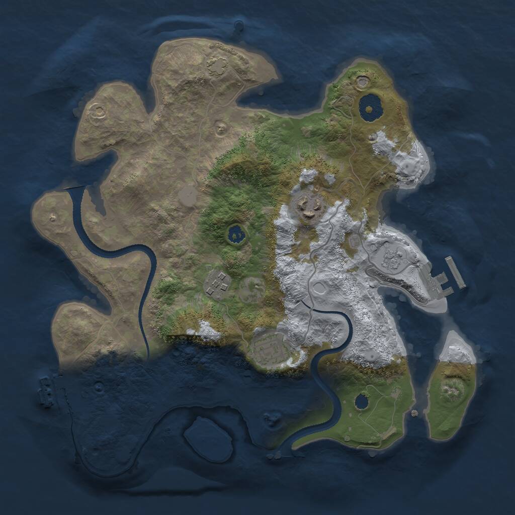 Rust Map: Procedural Map, Size: 3000, Seed: 32058777, 8 Monuments