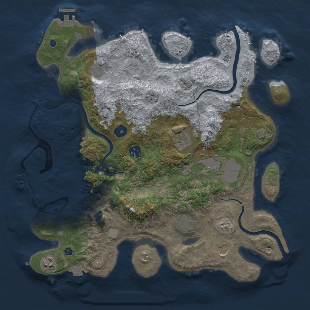 Rust Map: Procedural Map, Size: 3750, Seed: 270511801, 14 Monuments