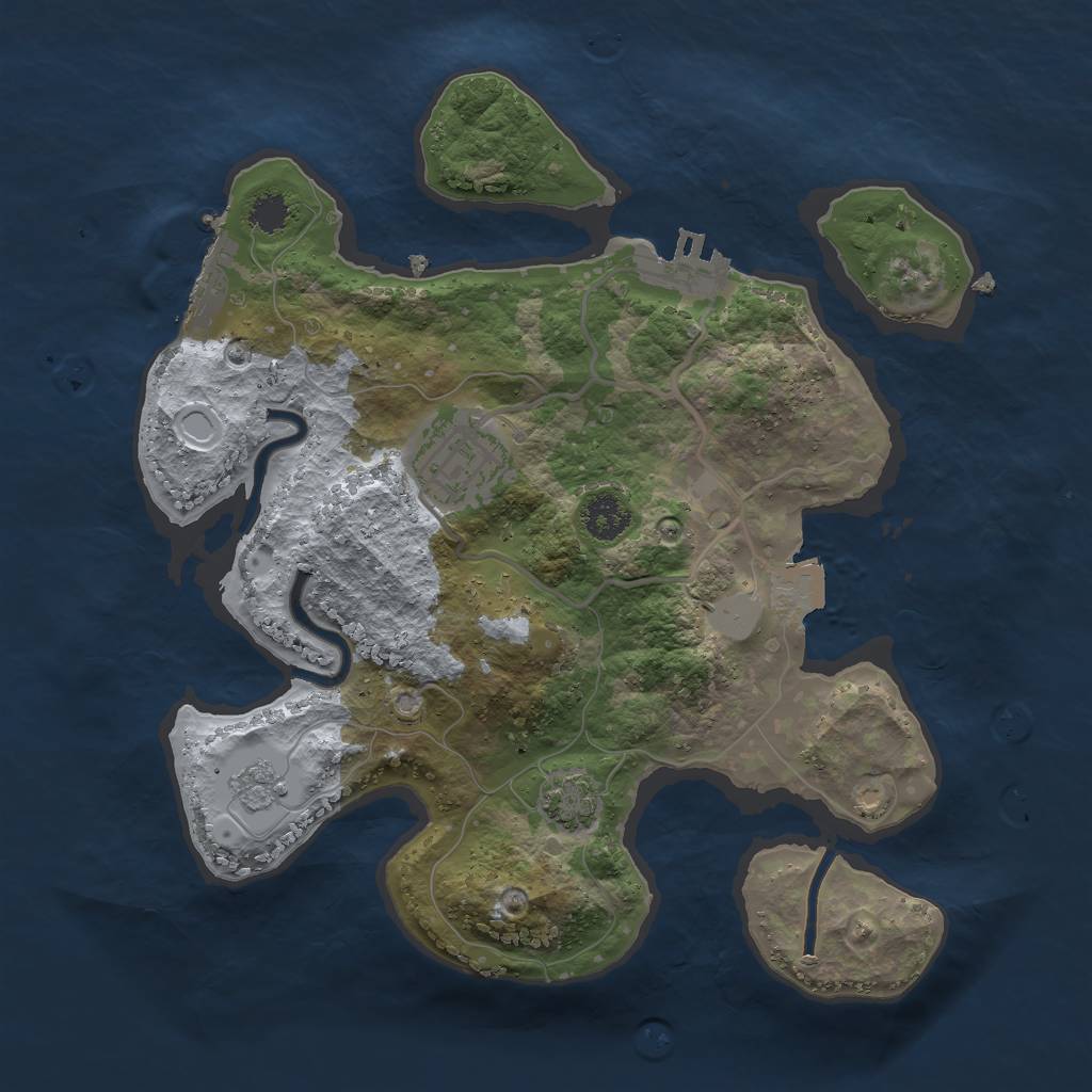 Rust Map: Procedural Map, Size: 2500, Seed: 62457, 8 Monuments