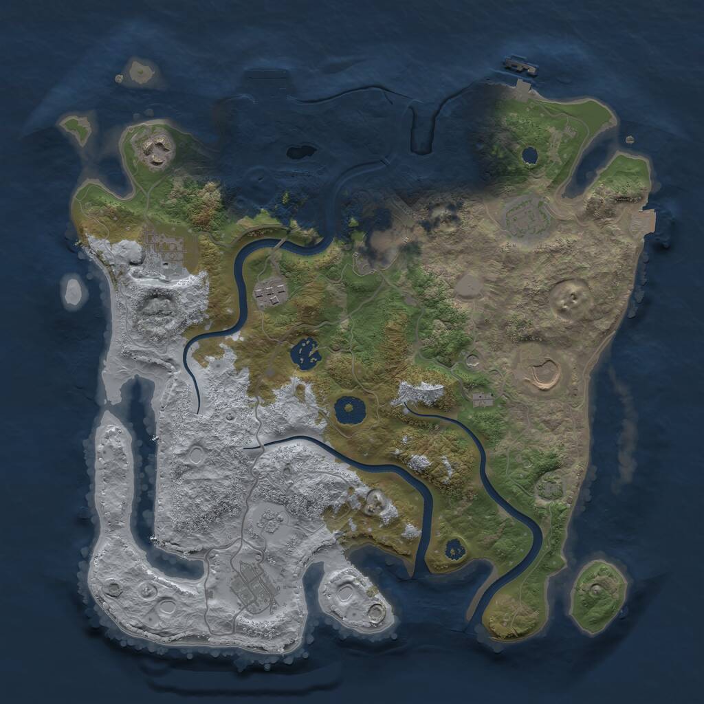 Rust Map: Procedural Map, Size: 3500, Seed: 345480, 14 Monuments