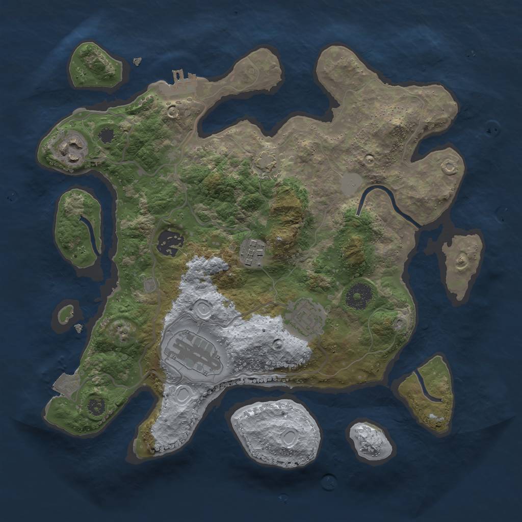 Rust Map: Procedural Map, Size: 3000, Seed: 46932, 10 Monuments