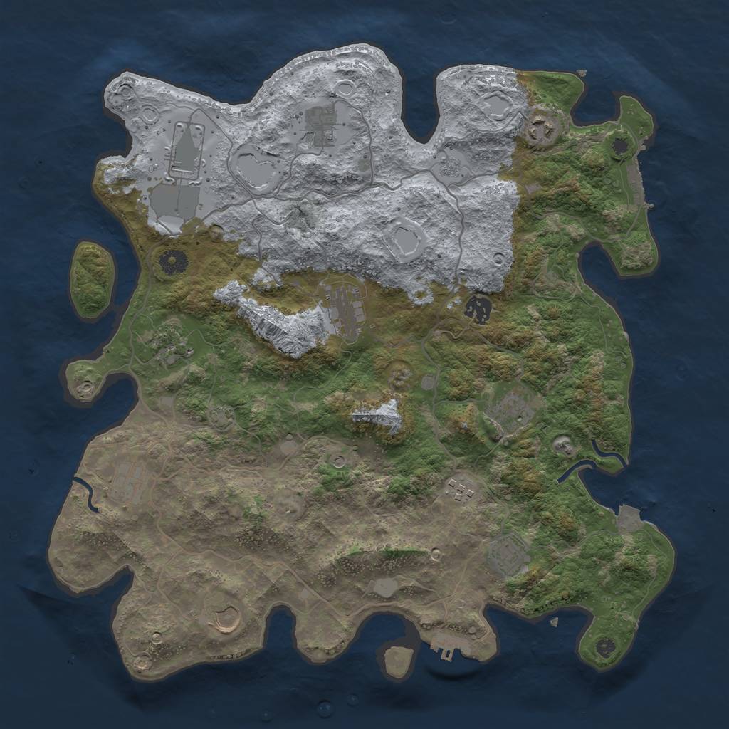 Rust Map: Procedural Map, Size: 4000, Seed: 2098985376, 19 Monuments