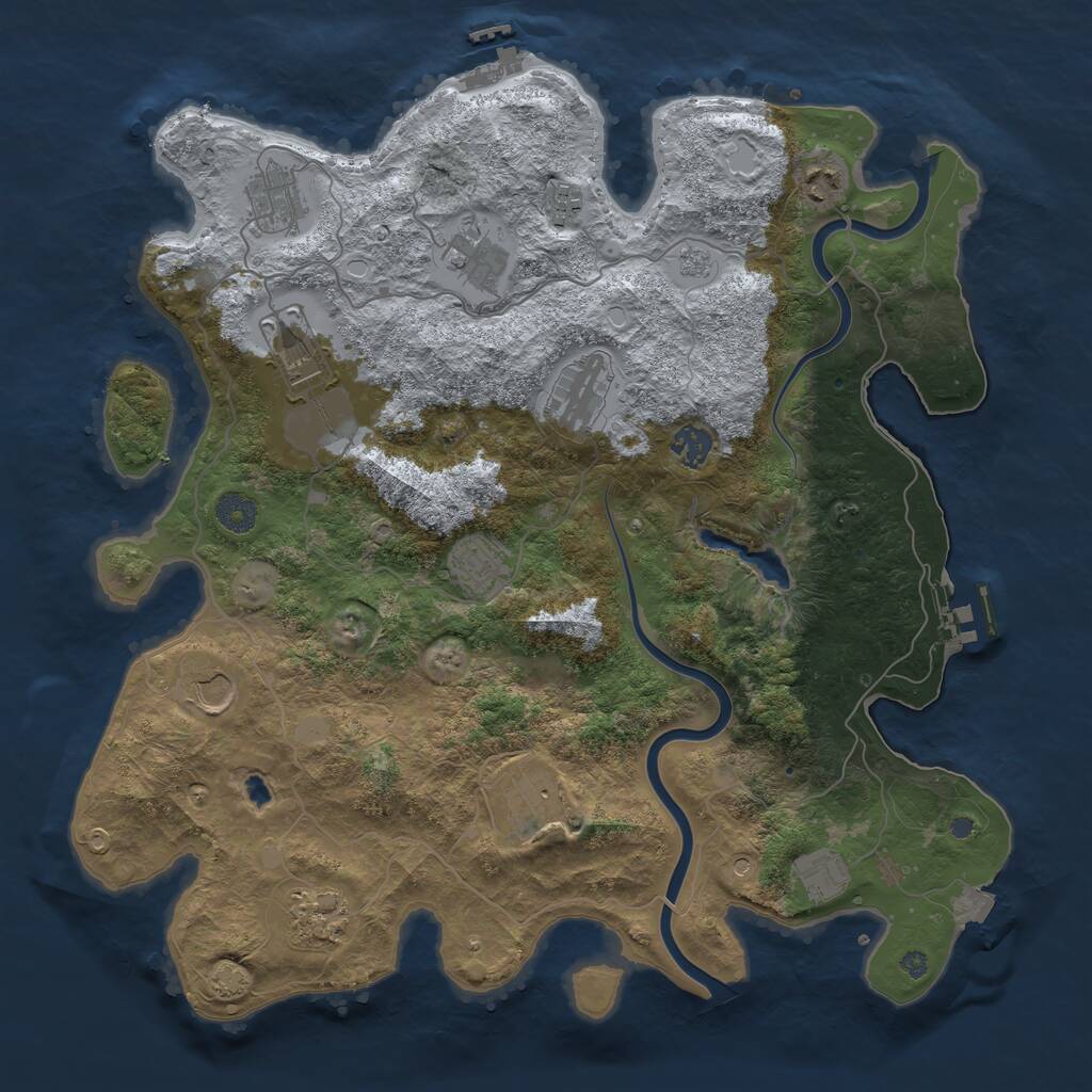 Rust Map: Procedural Map, Size: 4000, Seed: 2098985376, 17 Monuments
