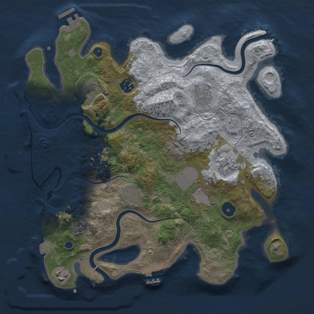 Rust Map: Procedural Map, Size: 3500, Seed: 6734508, 14 Monuments