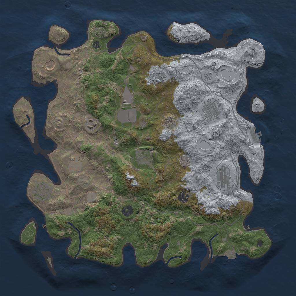 Rust Map: Procedural Map, Size: 4000, Seed: 1899753978, 18 Monuments