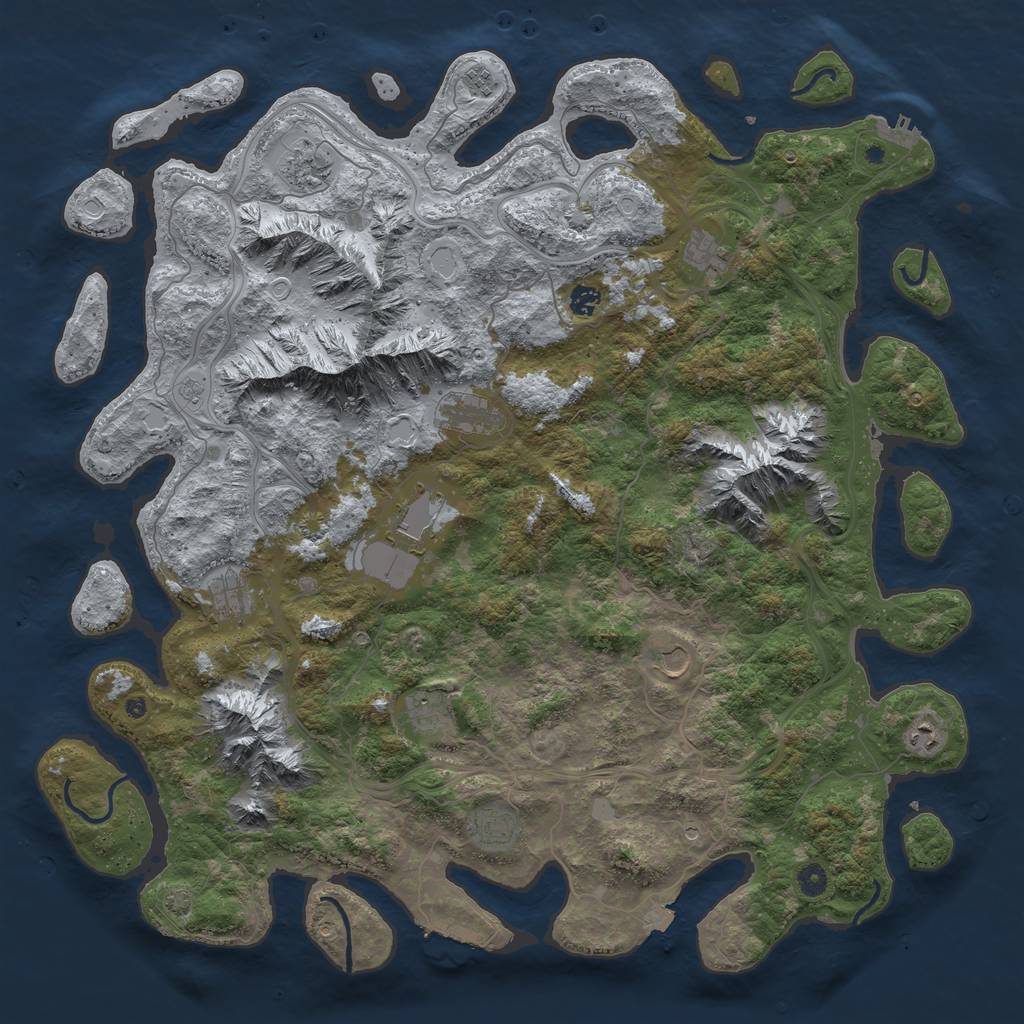 Rust Map: Procedural Map, Size: 5000, Seed: 1253783549, 19 Monuments