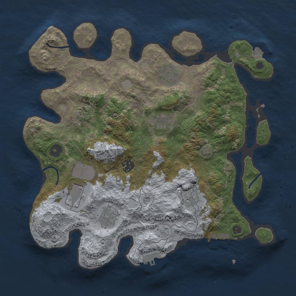 Rust Map: Procedural Map, Size: 3500, Seed: 846578674, 15 Monuments