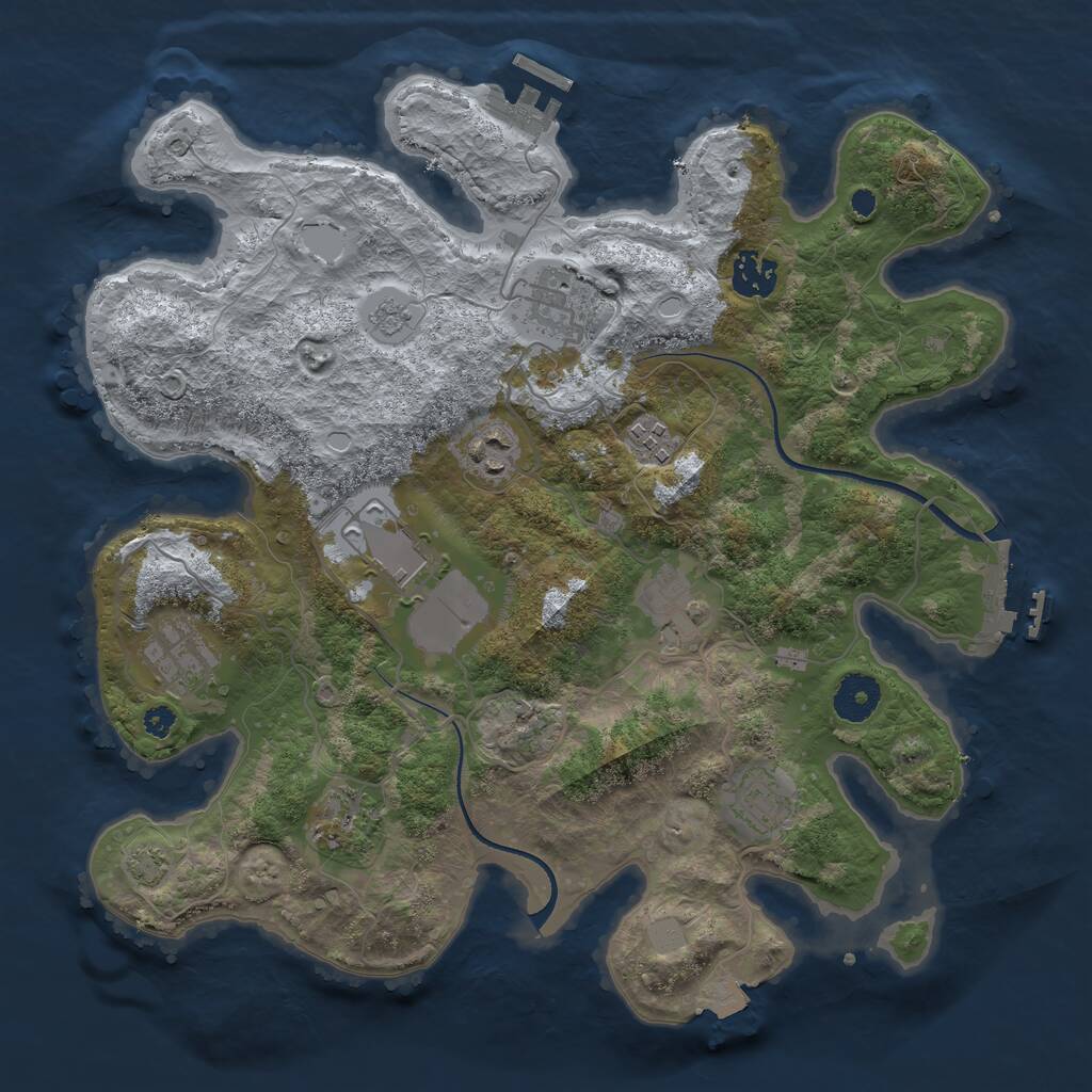 Rust Map: Procedural Map, Size: 3500, Seed: 416137989, 14 Monuments