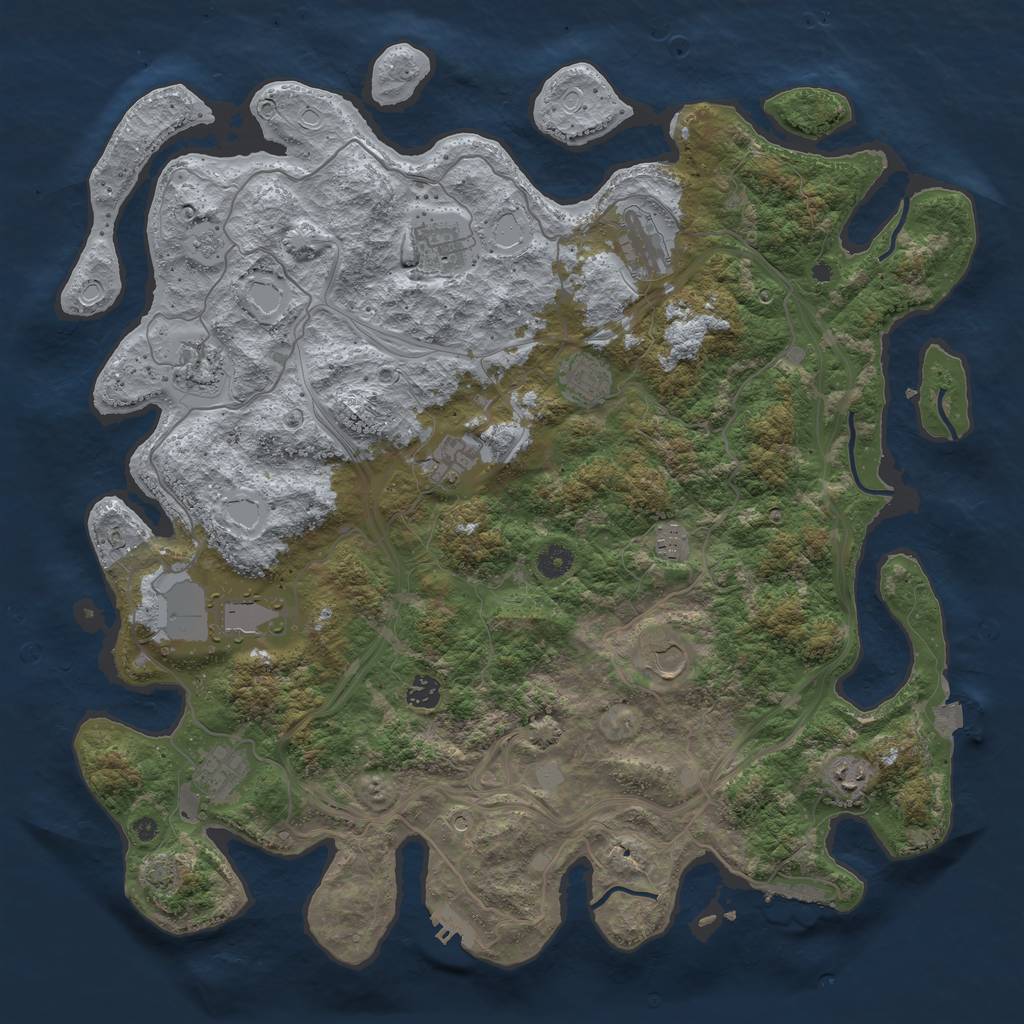 Rust Map: Procedural Map, Size: 4500, Seed: 1238, 19 Monuments