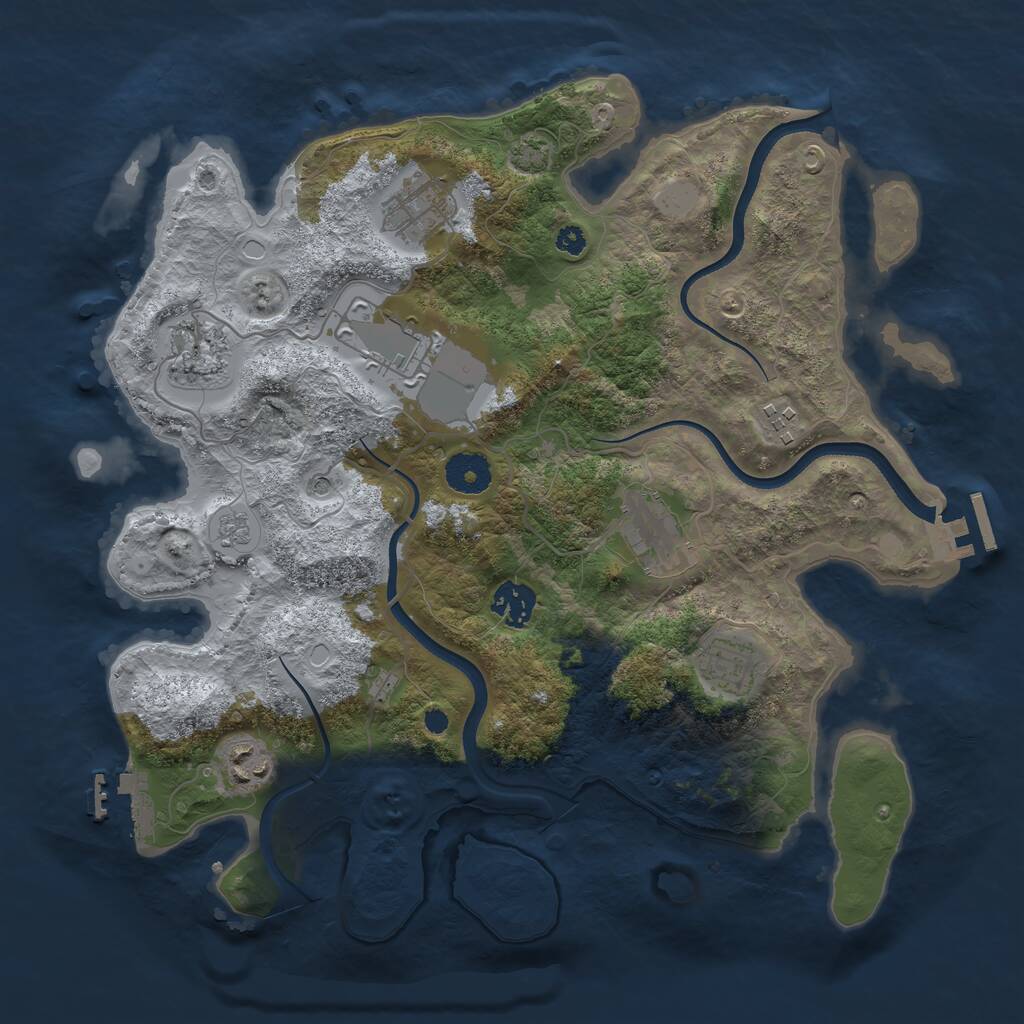 Rust Map: Procedural Map, Size: 3500, Seed: 440842217, 14 Monuments