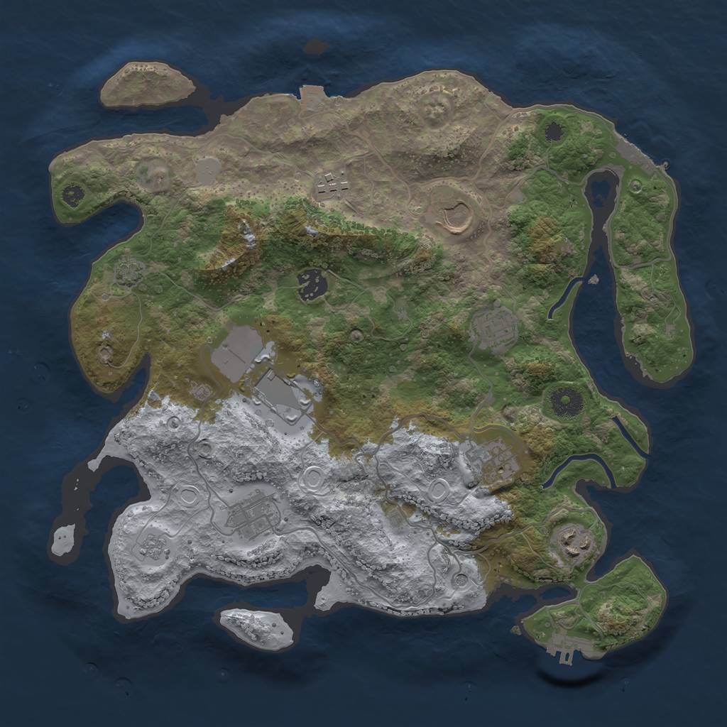 Rust Map: Procedural Map, Size: 3500, Seed: 356756, 16 Monuments