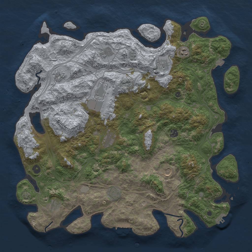 Rust Map: Procedural Map, Size: 4500, Seed: 1596995877, 19 Monuments