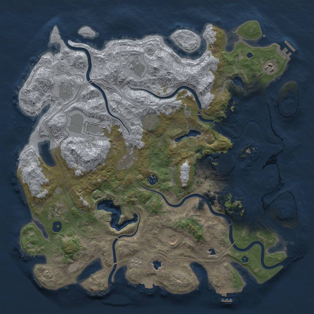 Rust Map: Procedural Map, Size: 4500, Seed: 1596995877, 17 Monuments