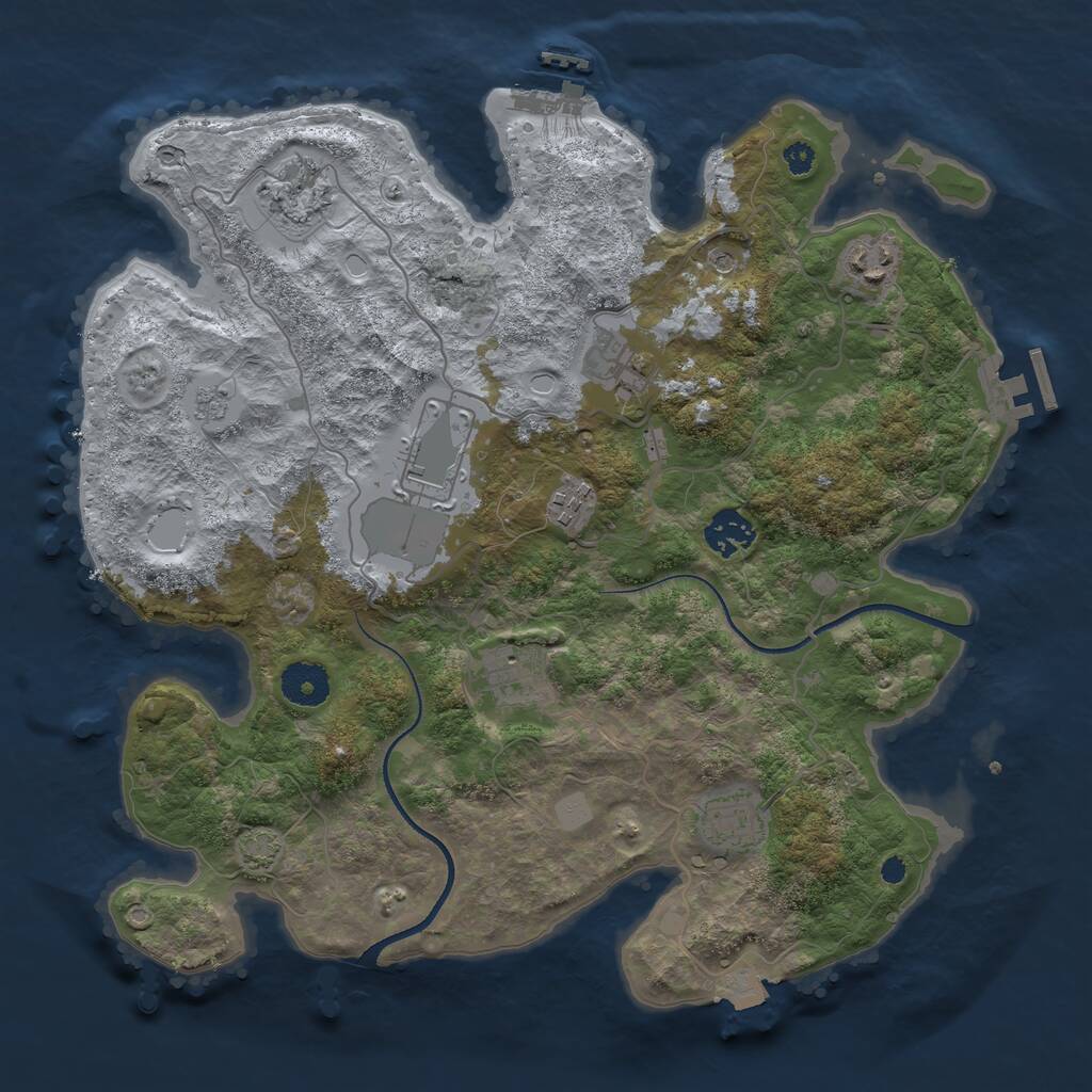 Rust Map: Procedural Map, Size: 3500, Seed: 15416, 14 Monuments