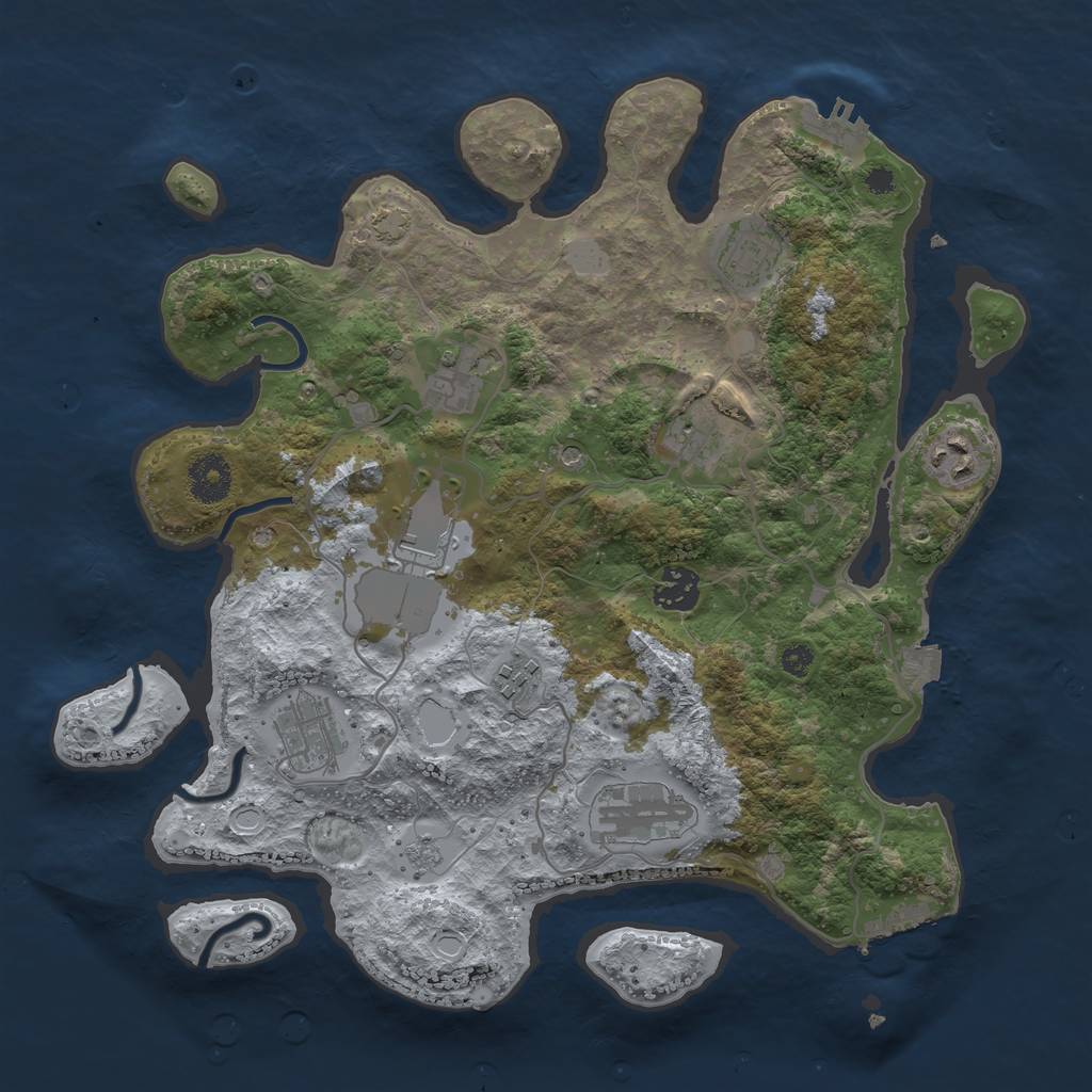 Rust Map: Procedural Map, Size: 3500, Seed: 963399294, 17 Monuments