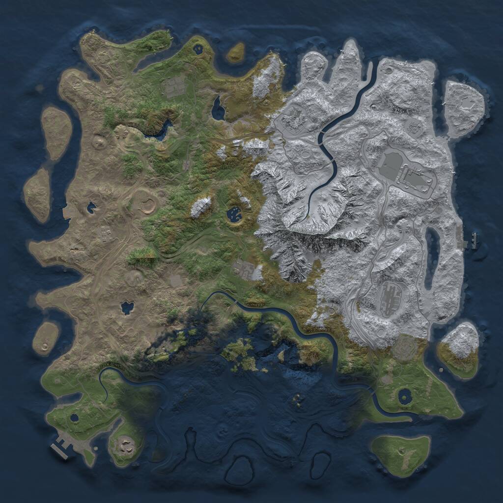 Rust Map: Procedural Map, Size: 5000, Seed: 298080262, 17 Monuments