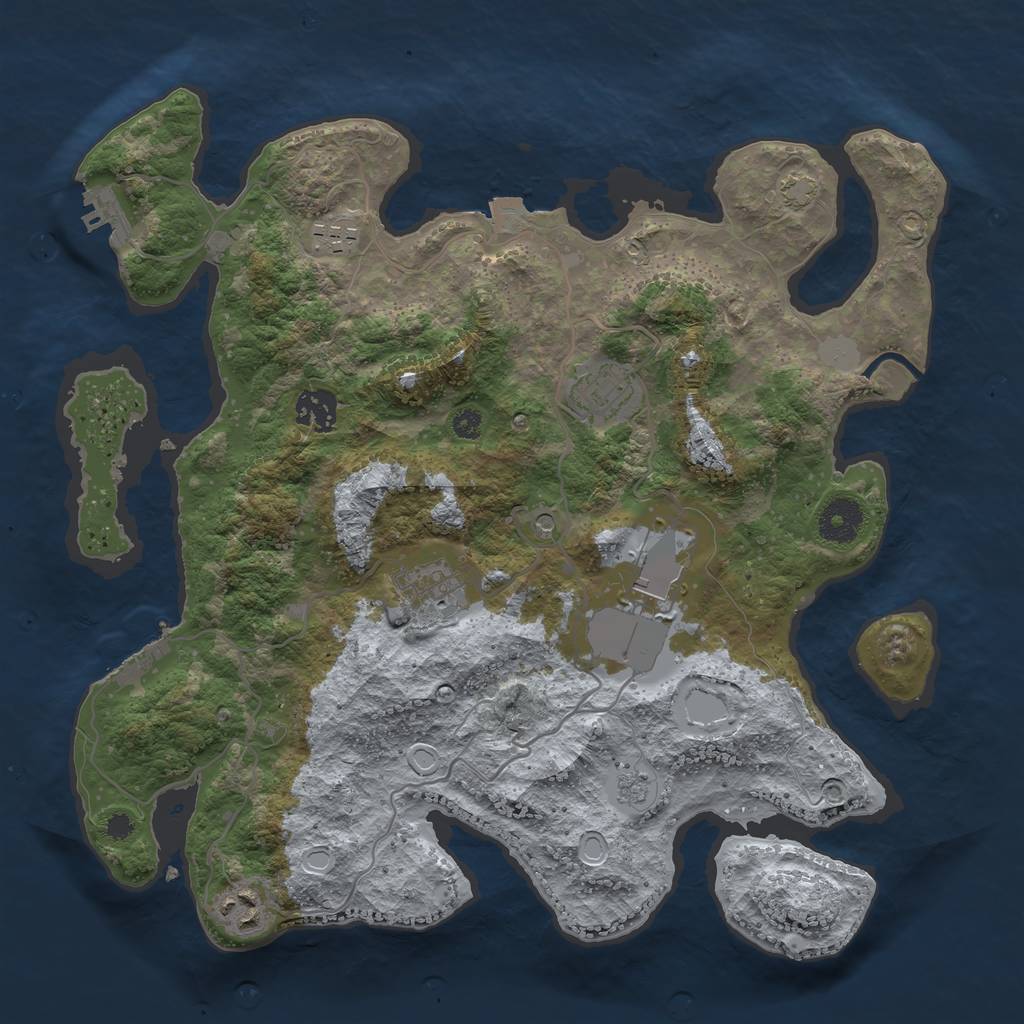 Rust Map: Procedural Map, Size: 3500, Seed: 544886, 14 Monuments