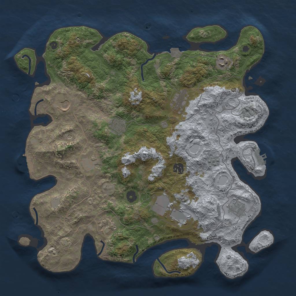 Rust Map: Procedural Map, Size: 4000, Seed: 799788875, 18 Monuments