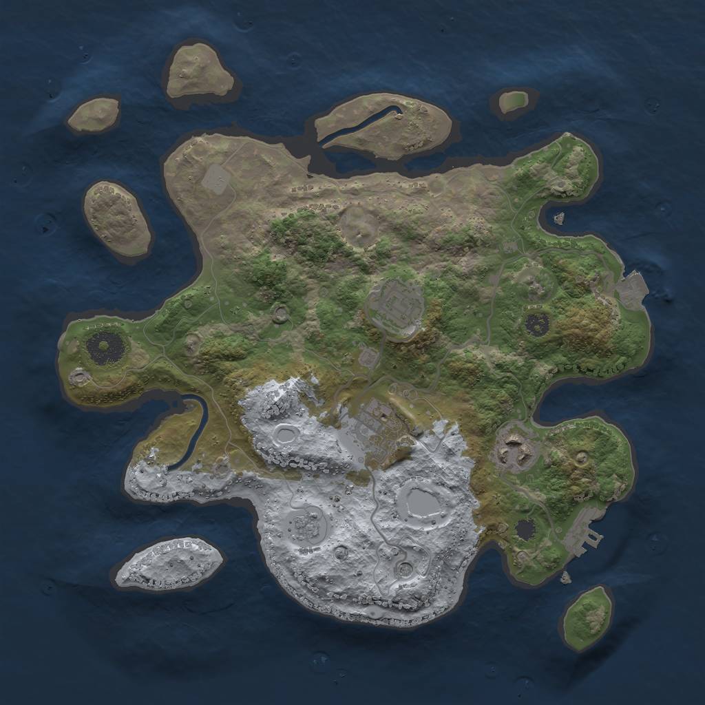 Rust Map: Procedural Map, Size: 3000, Seed: 559967472, 9 Monuments