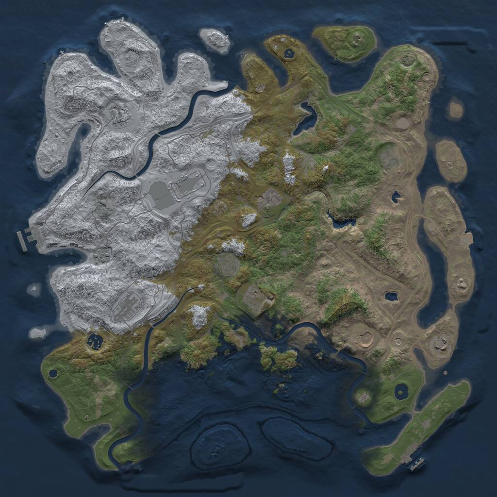 Rust Map: Procedural Map, Size: 4800, Seed: 952409657, 17 Monuments