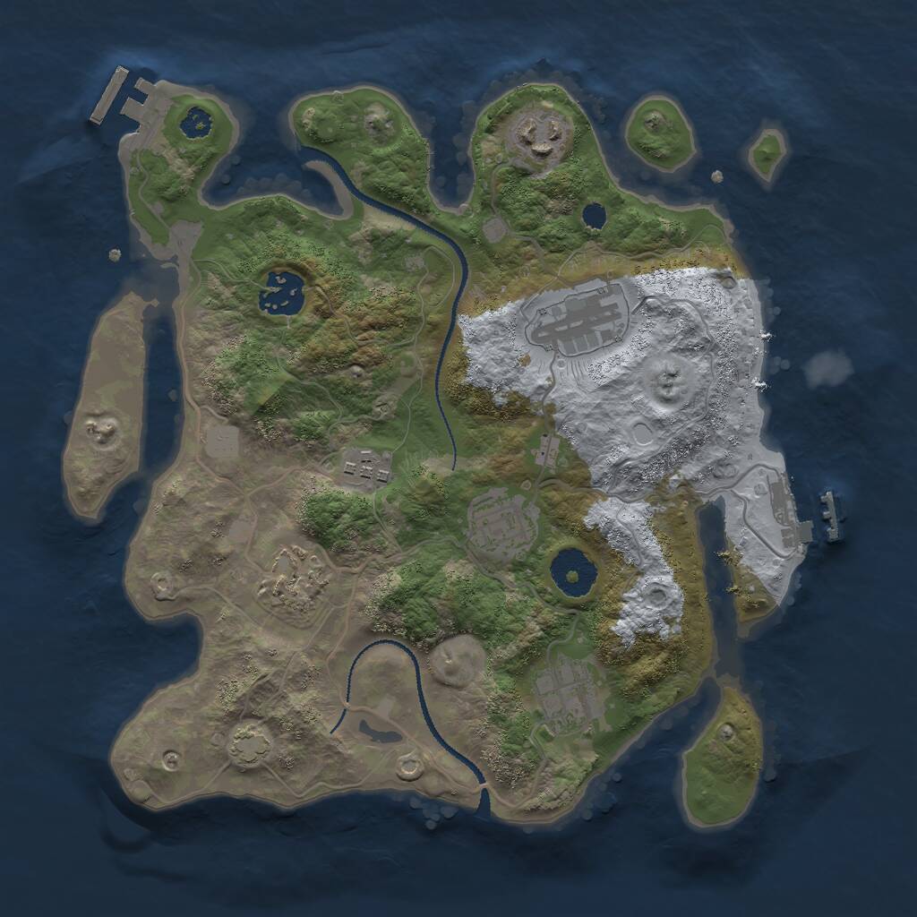 Rust Map: Procedural Map, Size: 3000, Seed: 2463048, 11 Monuments