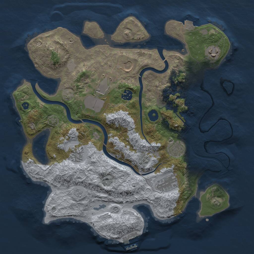 Rust Map: Procedural Map, Size: 3500, Seed: 1967405517, 13 Monuments