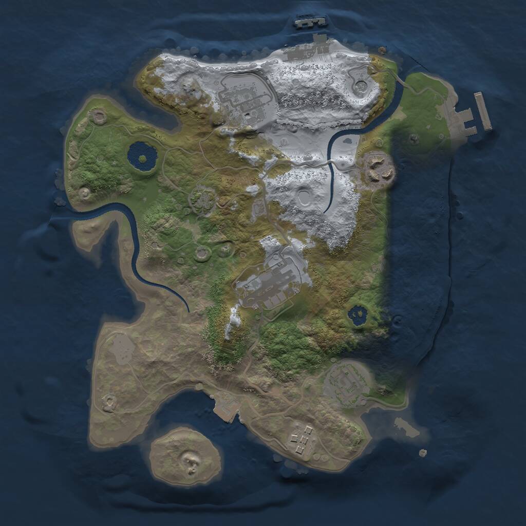 Rust Map: Procedural Map, Size: 2700, Seed: 519392645, 10 Monuments