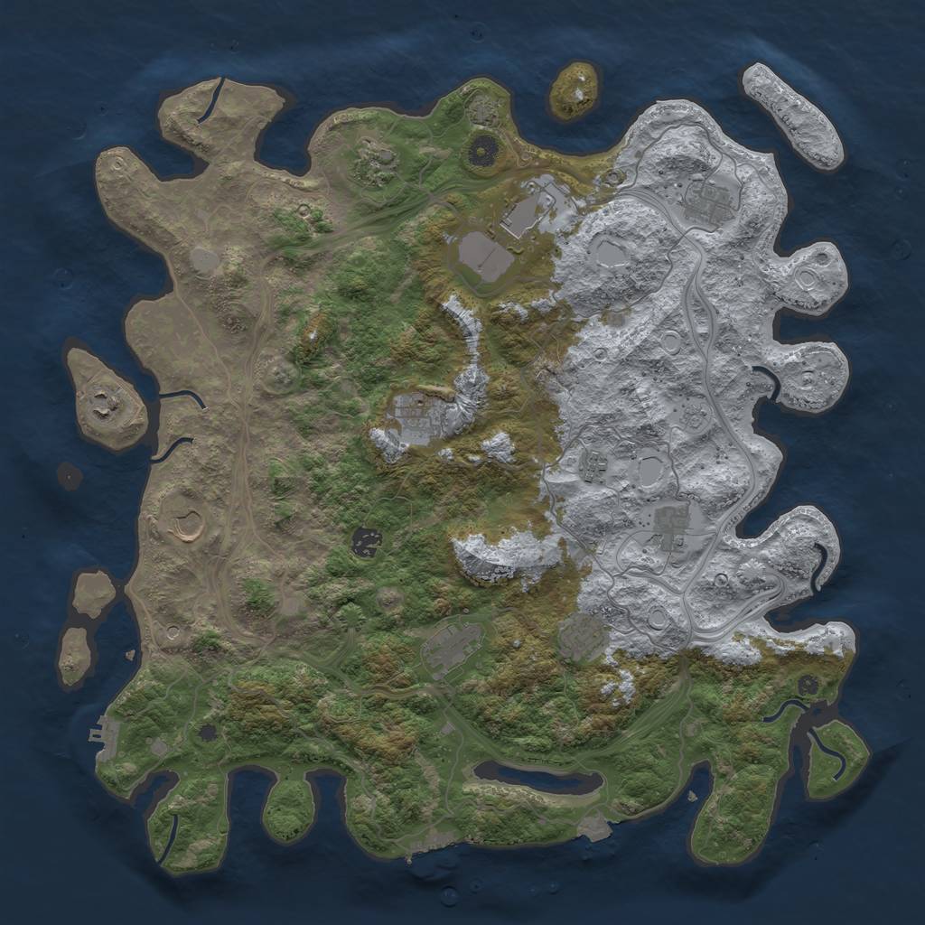 Rust Map: Procedural Map, Size: 4500, Seed: 970634994, 19 Monuments