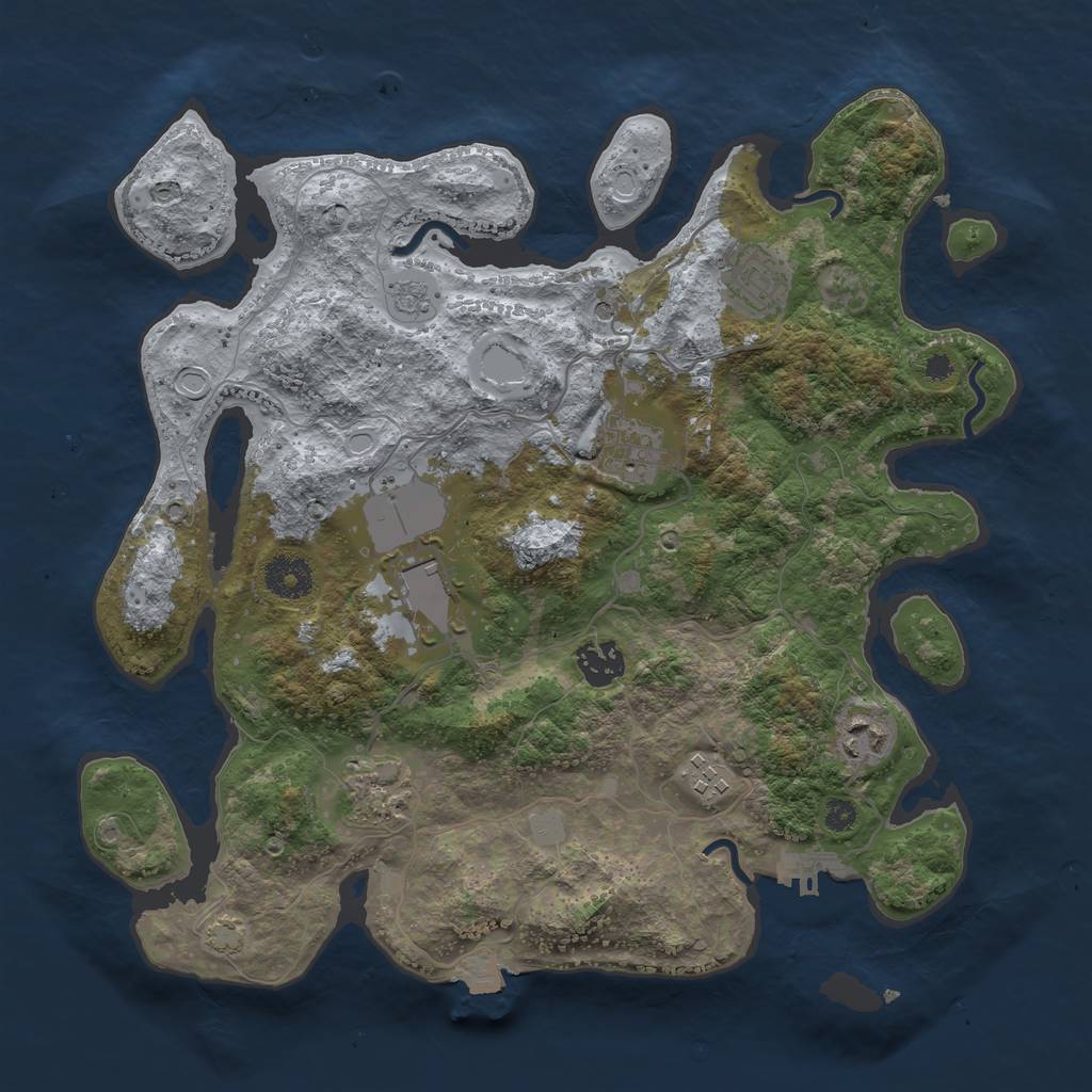 Rust Map: Procedural Map, Size: 3500, Seed: 171860595, 14 Monuments