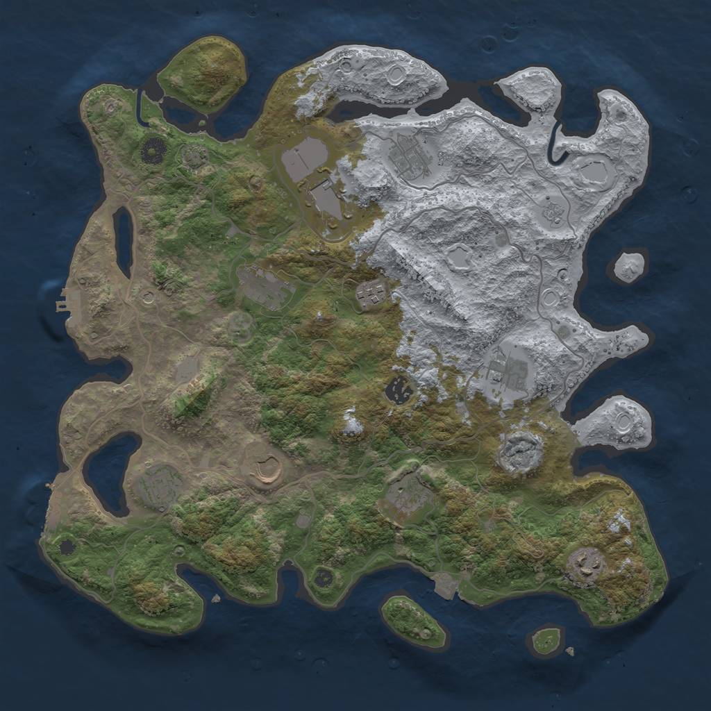 Rust Map: Procedural Map, Size: 4000, Seed: 398235594, 18 Monuments