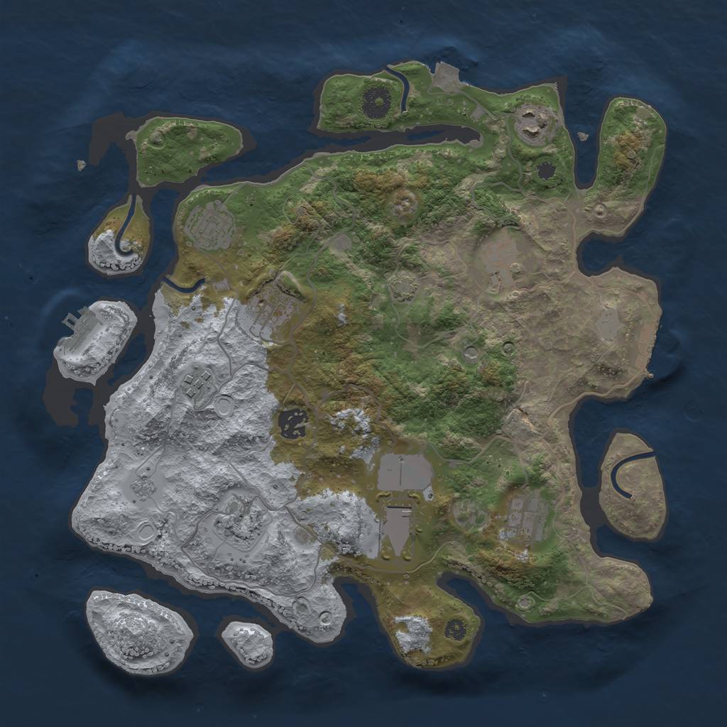 Rust Map: Procedural Map, Size: 3500, Seed: 1250121189, 17 Monuments