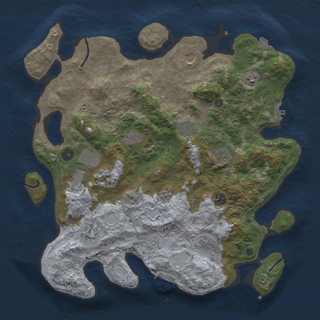 Rust Map: Procedural Map, Size: 4000, Seed: 2082170229, 18 Monuments