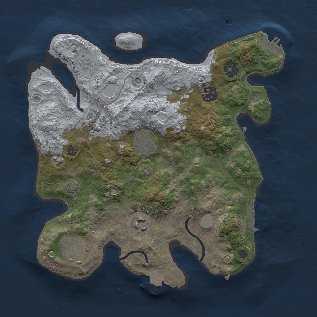 Rust Map: Procedural Map, Size: 3000, Seed: 3233, 13 Monuments