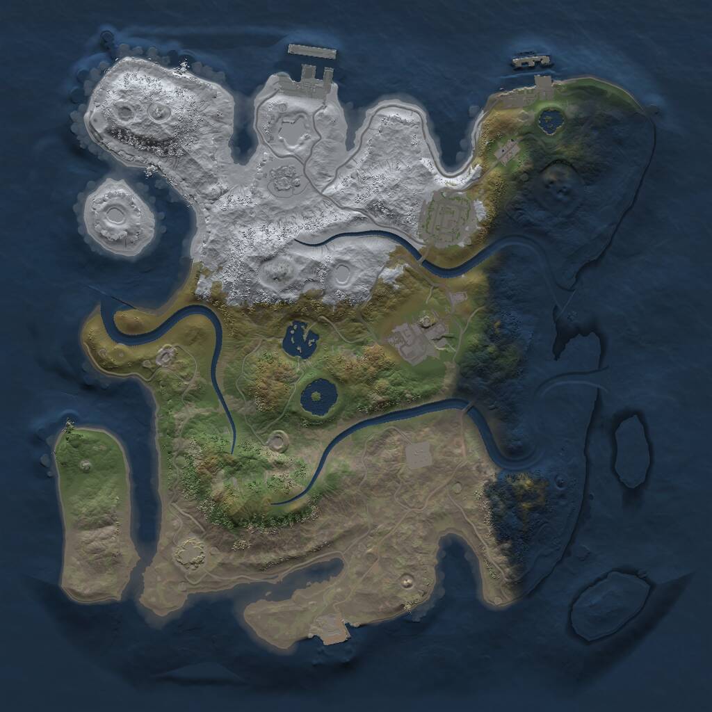 Rust Map: Procedural Map, Size: 3000, Seed: 1336224973, 8 Monuments