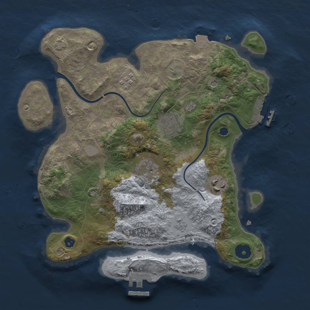 Rust Map: Procedural Map, Size: 3000, Seed: 1134889662, 10 Monuments