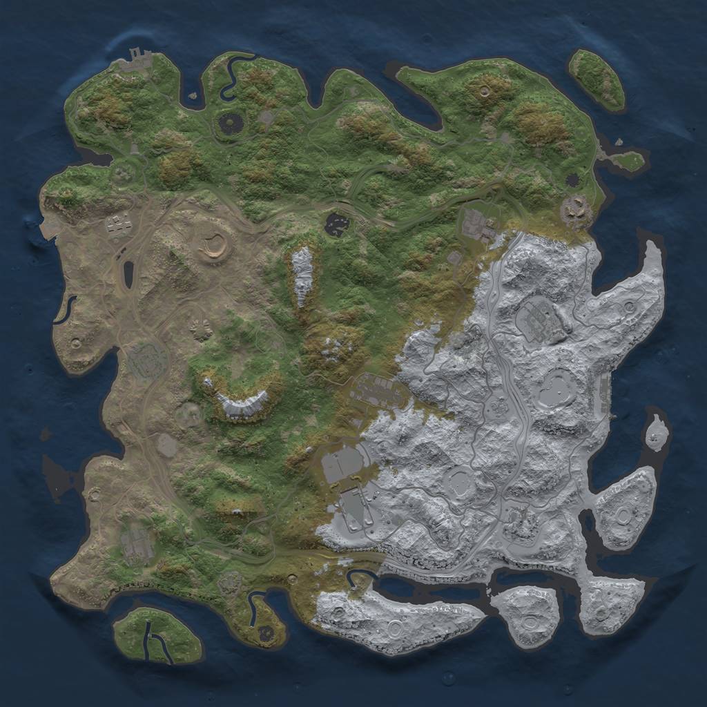 Rust Map: Procedural Map, Size: 4500, Seed: 132024, 19 Monuments