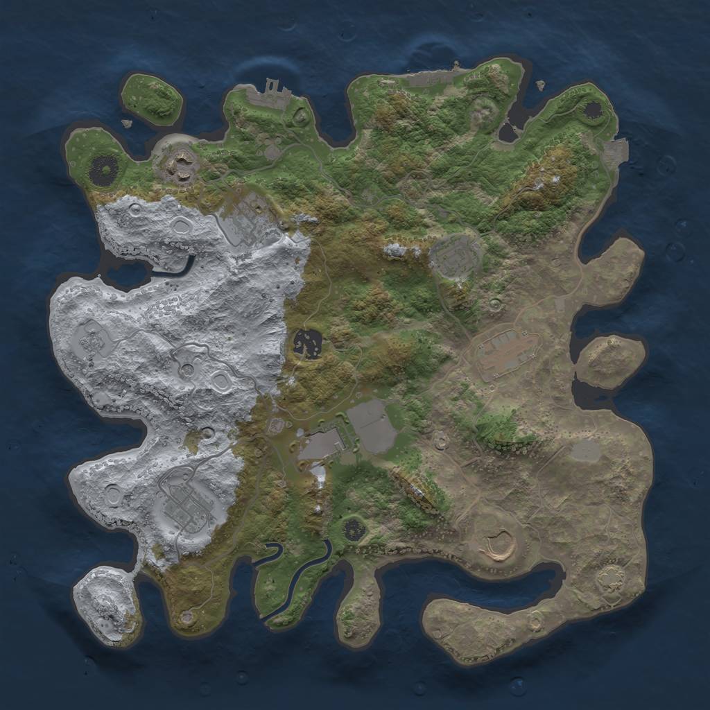 Rust Map: Procedural Map, Size: 3500, Seed: 1645698, 16 Monuments
