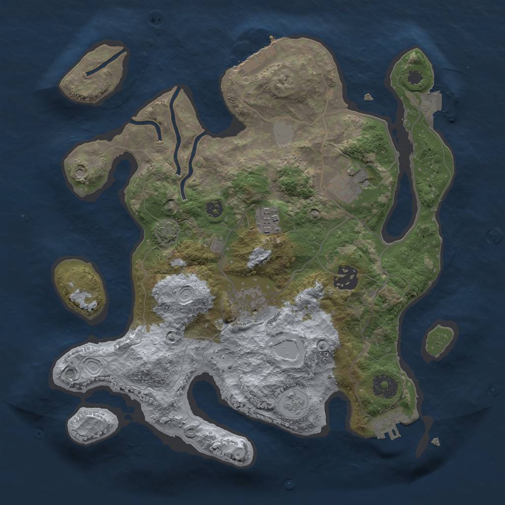 Rust Map: Procedural Map, Size: 3000, Seed: 24626474, 11 Monuments