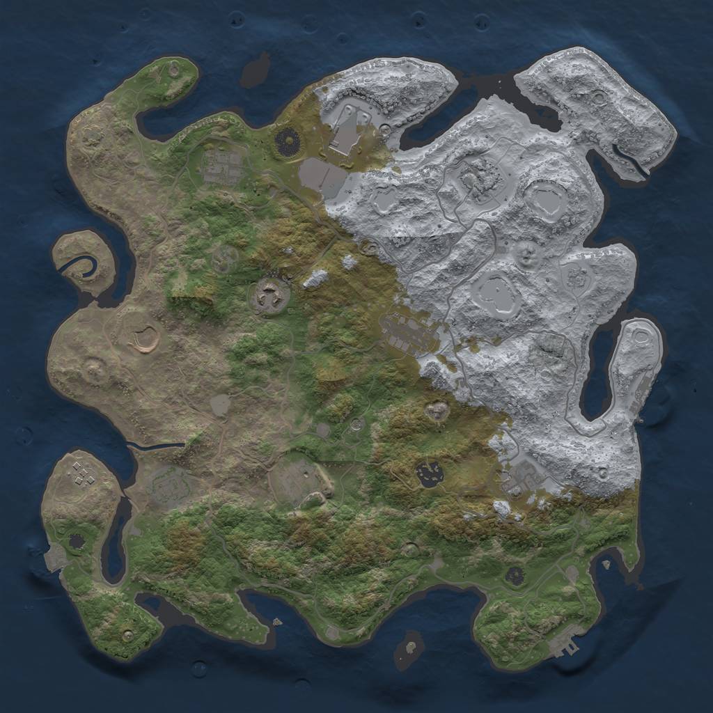Rust Map: Procedural Map, Size: 4000, Seed: 1034019840, 19 Monuments