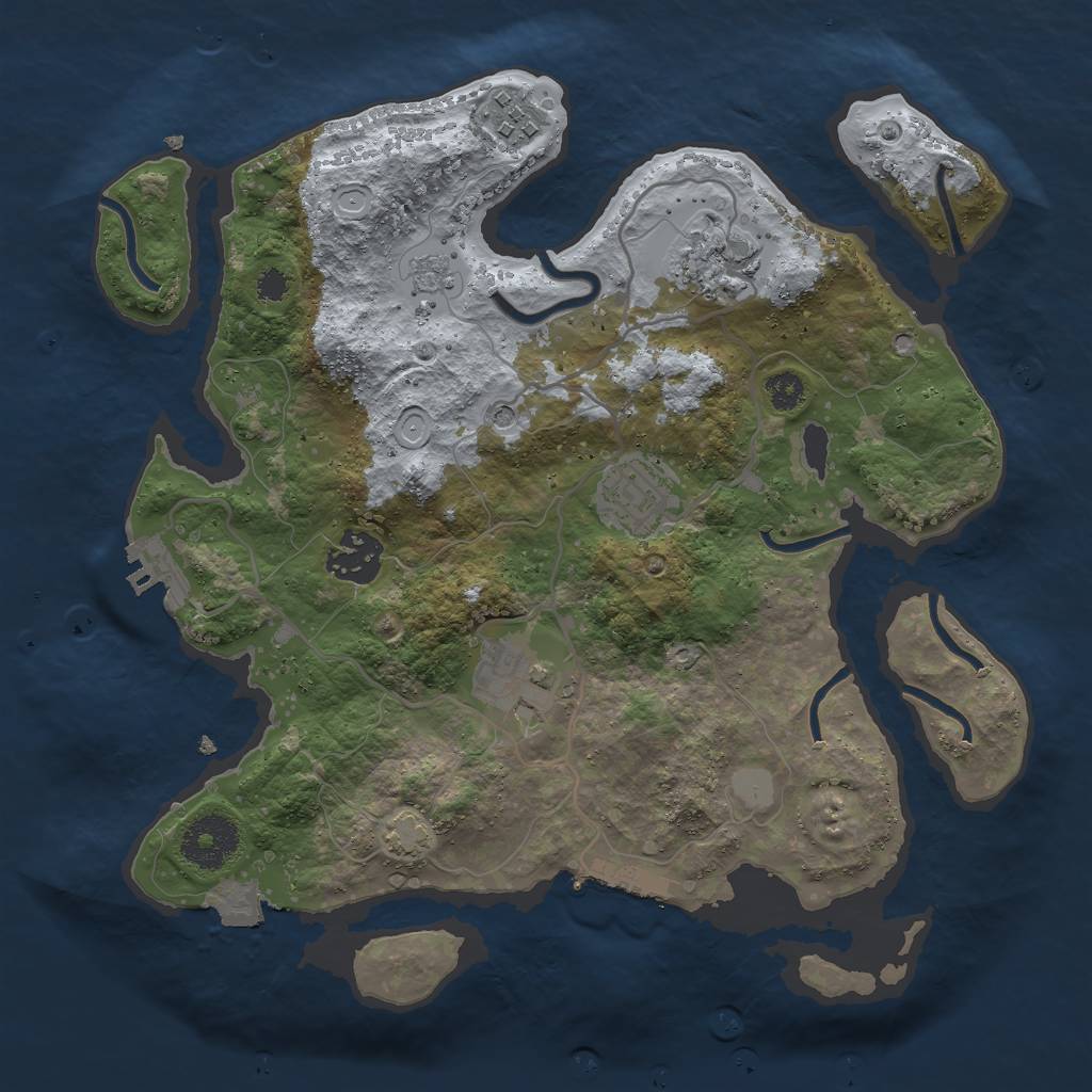 Rust Map: Procedural Map, Size: 3000, Seed: 501689815, 13 Monuments
