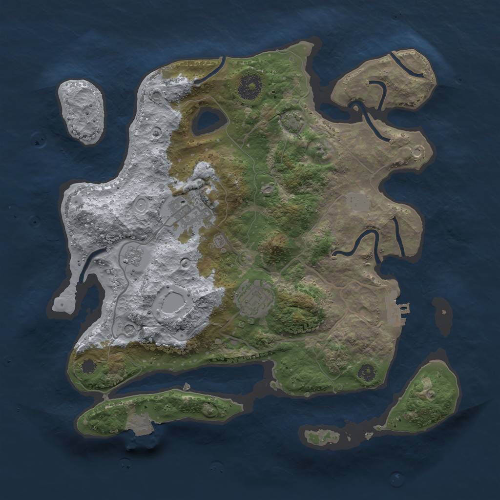 Rust Map: Procedural Map, Size: 3000, Seed: 8392, 9 Monuments