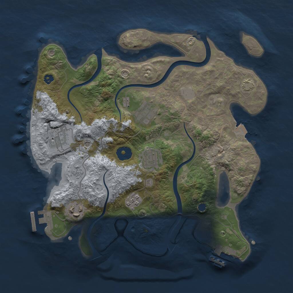 Rust Map: Procedural Map, Size: 3000, Seed: 3872916, 11 Monuments