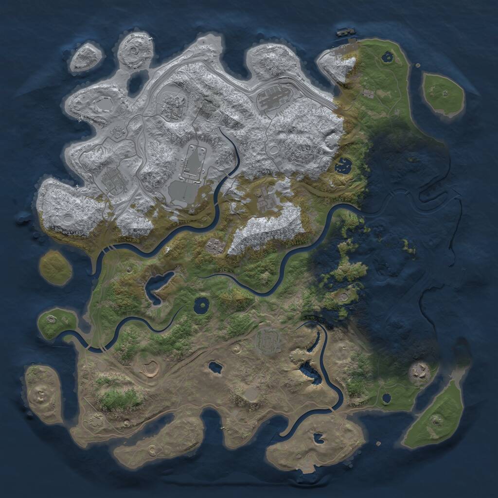 Rust Map: Procedural Map, Size: 4500, Seed: 1336224973, 16 Monuments