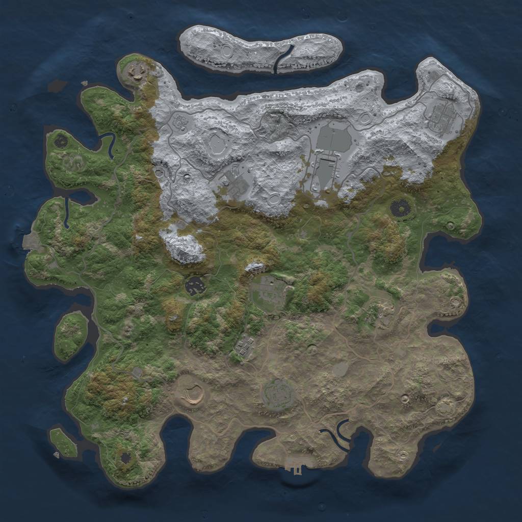 Rust Map: Procedural Map, Size: 4097, Seed: 1, 17 Monuments