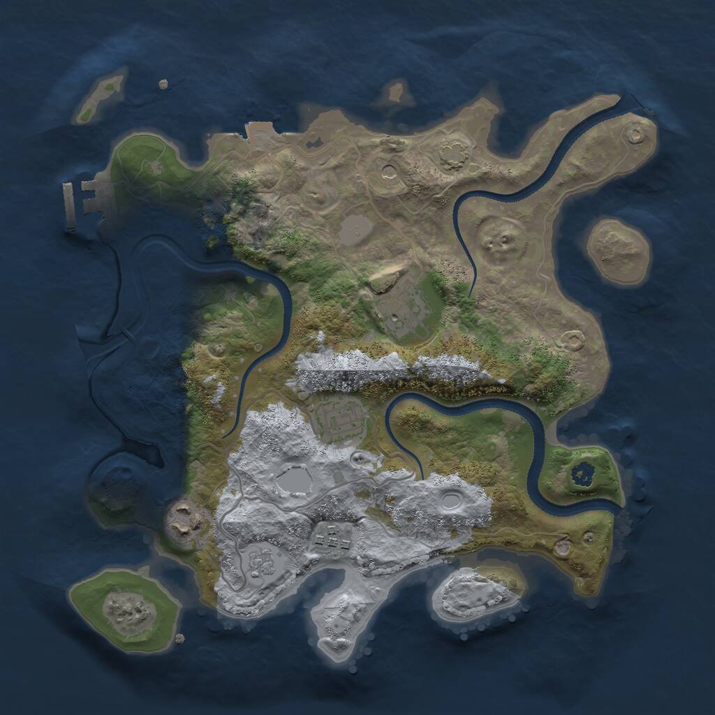 Rust Map: Procedural Map, Size: 3000, Seed: 1597253549, 9 Monuments