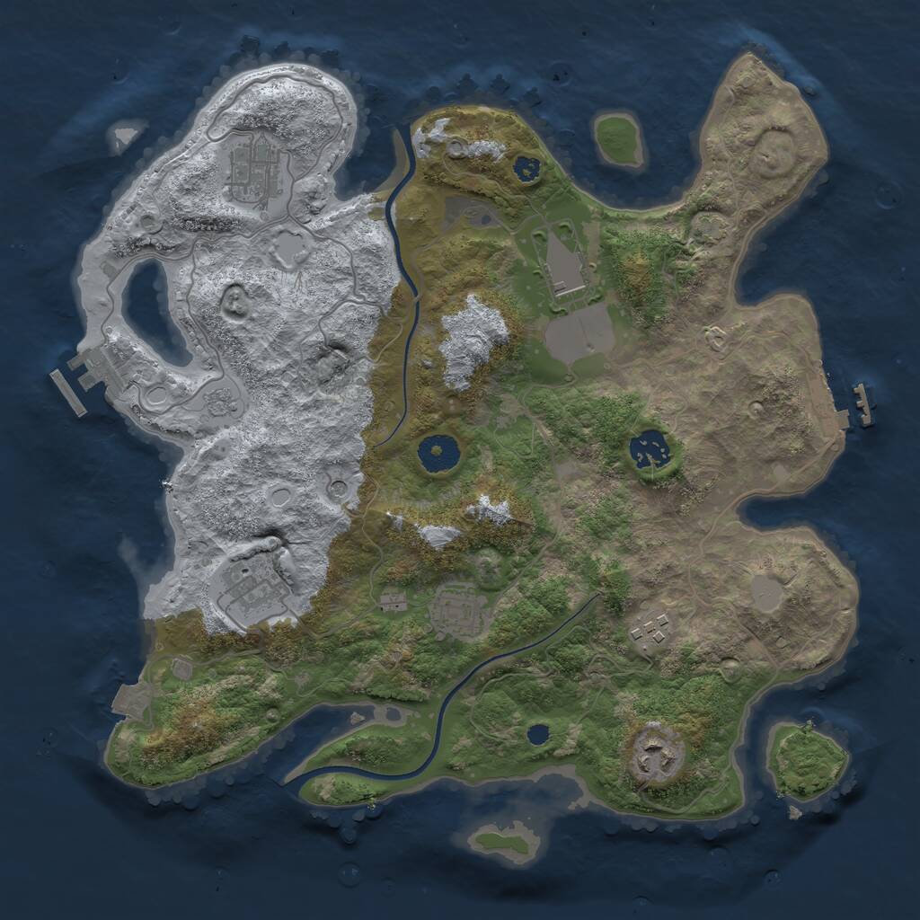 Rust Map: Procedural Map, Size: 3500, Seed: 1032702824, 13 Monuments