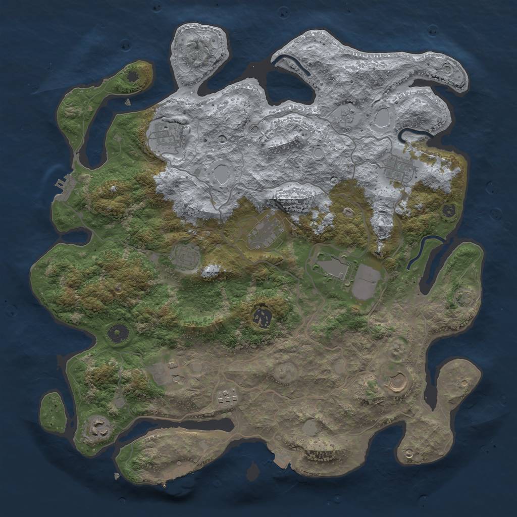 Rust Map: Procedural Map, Size: 4000, Seed: 1340921528, 18 Monuments
