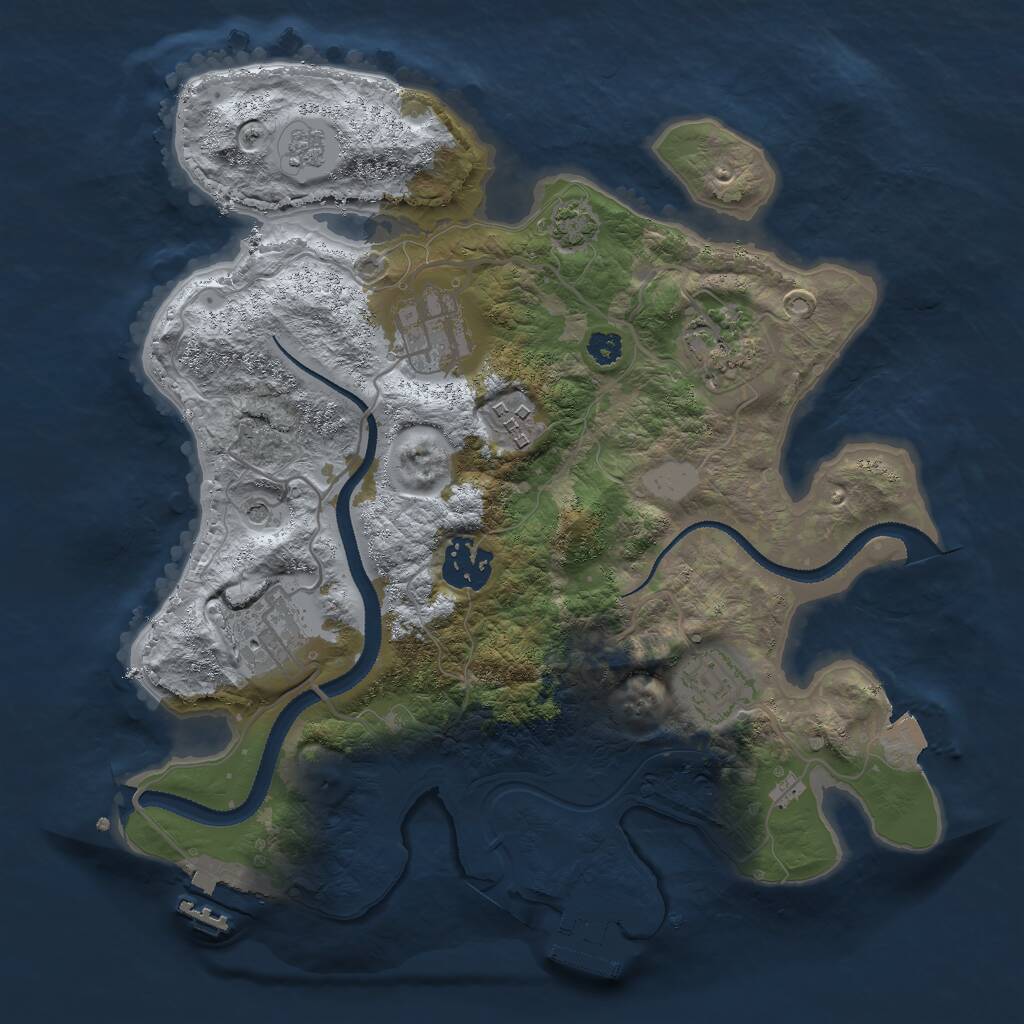 Rust Map: Procedural Map, Size: 3000, Seed: 627267491, 12 Monuments