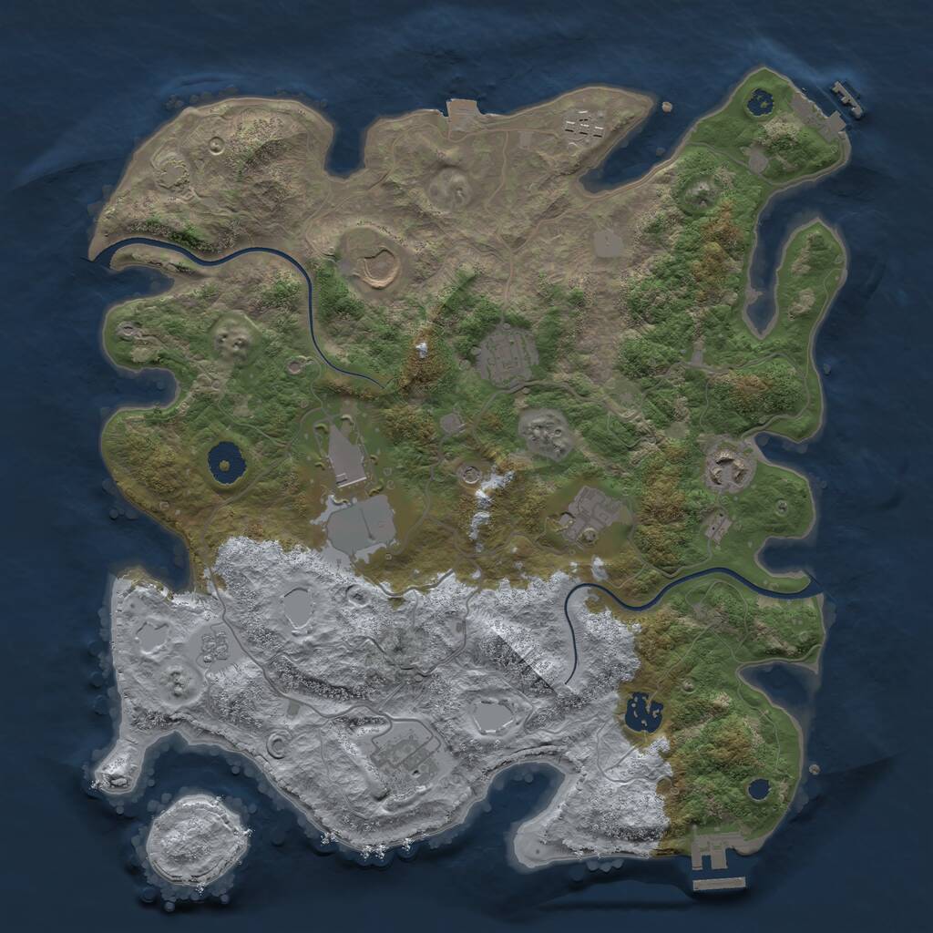Rust Map: Procedural Map, Size: 3600, Seed: 18922593, 14 Monuments